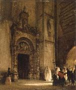 rudolph von alt side portal of como cathedral oil painting